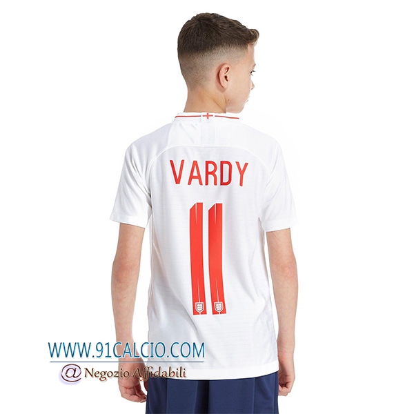 Maglia Inghilterra Bambino Vardy 11 Prima 2018 2019 Bianco
