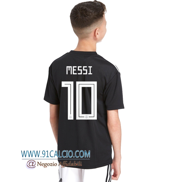 Maglia Argentina Bambino Messi 10 Seconda 2018 2019 Nero