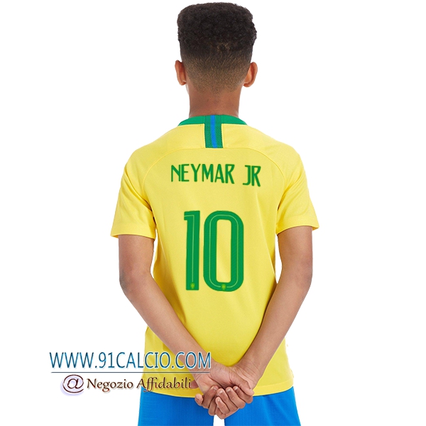 Maglia Brasile Bambino Neymar Jr 10 Prima 2018 2019 Giallo