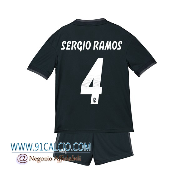Gara Maglia Real Madrid Bambino SERGIO RAMOS 4 Seconda 2018 2019 Nero