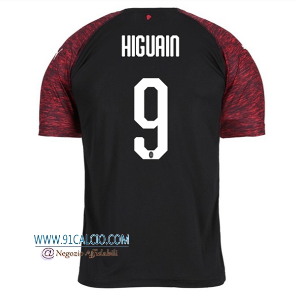 Gara Maglia AC Milan per HIGUAIN 9 Terza 2018 2019 Nero