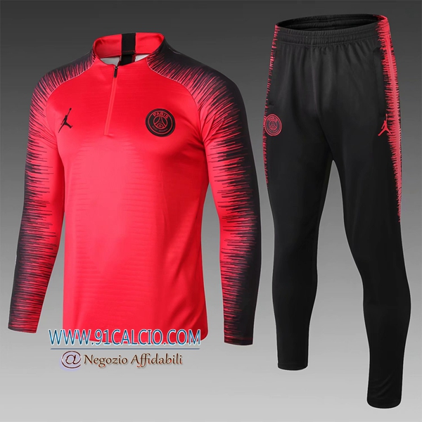 Tuta Calcio Jordan PSG Bambino Rosso/Nero 2018 2019 | Felpa + Pantaloni |  91calcio