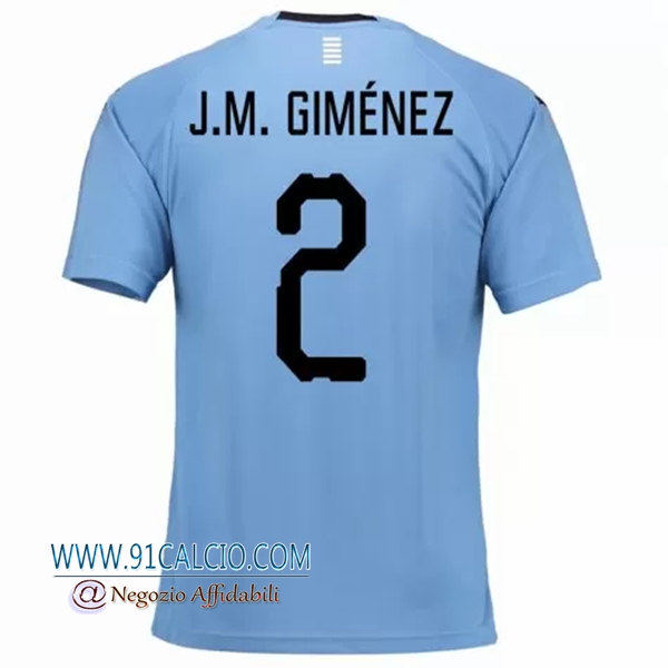 Maglia Uruguay per J.M. Gimenez 2 Prima 2018 2019 Azzurro