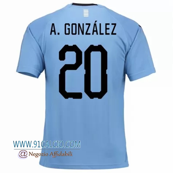 Maglia Uruguay per A.Gonzalez 20 Prima 2018 2019 Azzurro