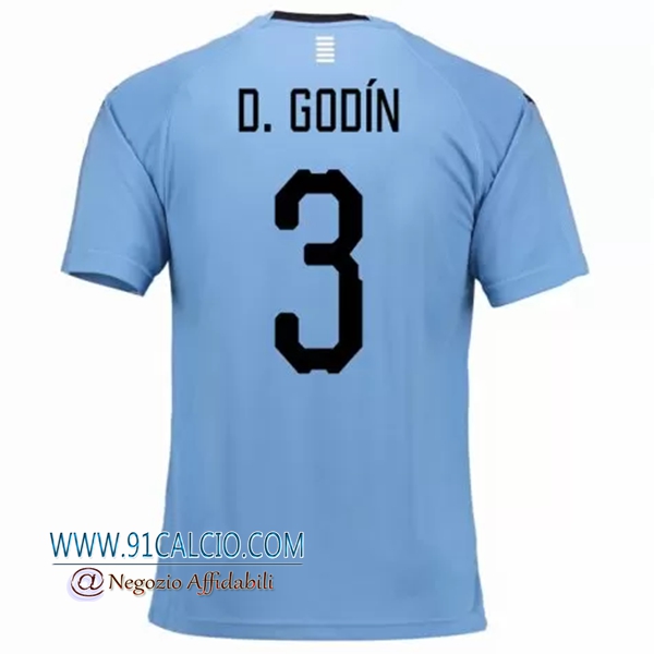 Maglia Uruguay per D.Godin 3 Prima 2018 2019 Azzurro