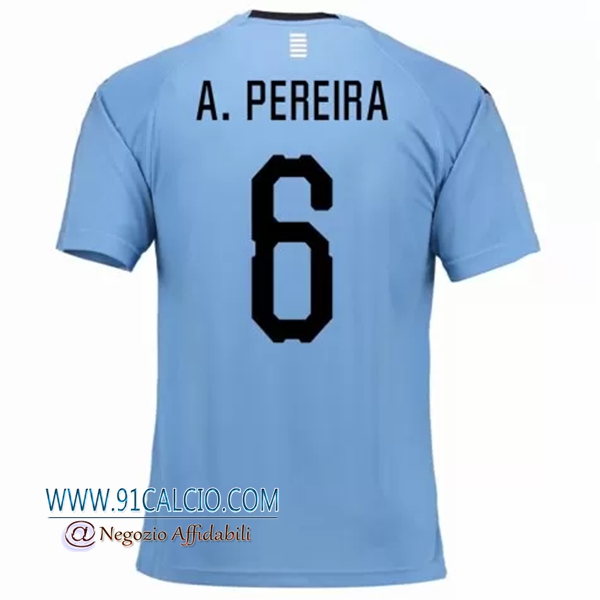 Maglia Uruguay per A.Pereira 6 Prima 2018 2019 Azzurro
