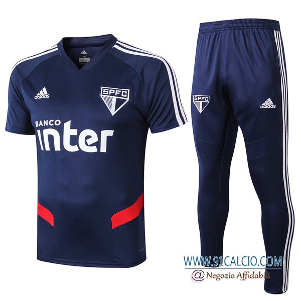 Kit Maglia Allenamento Sao Paulo FC + Pantaloni Blu 2019 2020