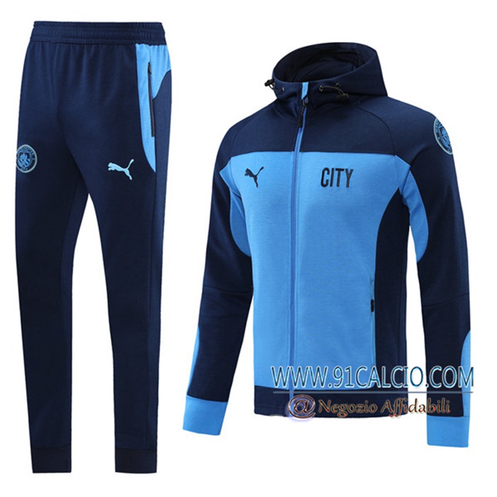 Giacca Con Cappuccio Tuta Manchester City Blu Navy 2020/2021