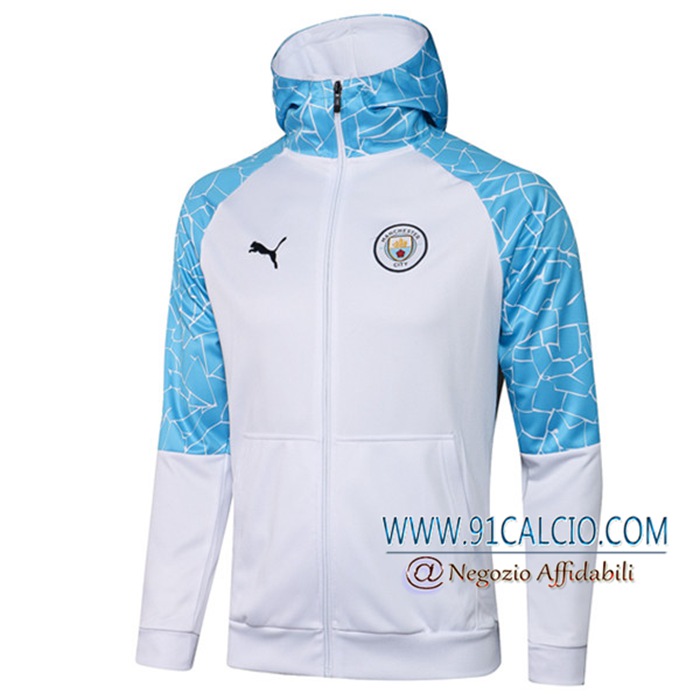 Giacca Con Cappuccio Manchester City Bianca/Blu 2020/2021