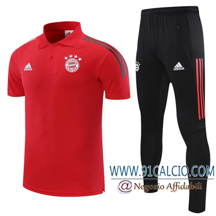 Kit Maglia Polo Bayern Monaco + Pantaloni Rosso 2021/2022