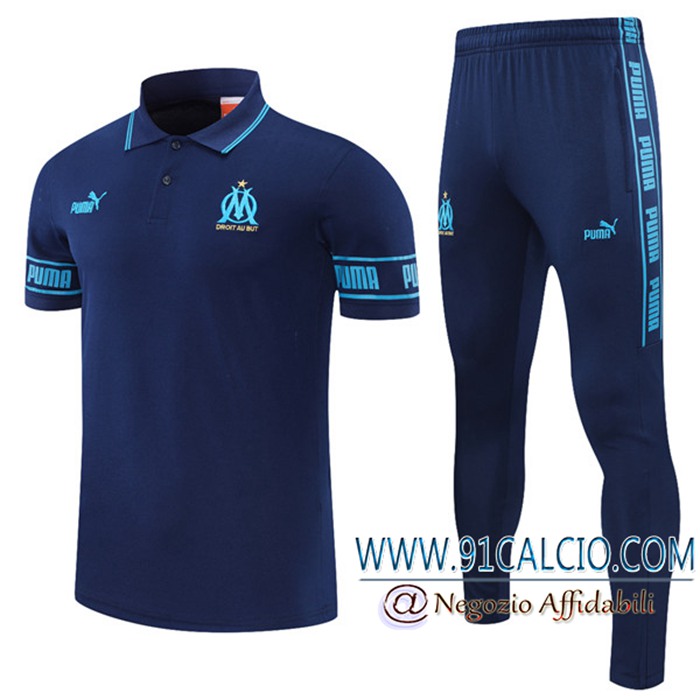 Nuove Kit Maglia Polo Marsiglia OM Pantaloni Blu Navy 2021/2022