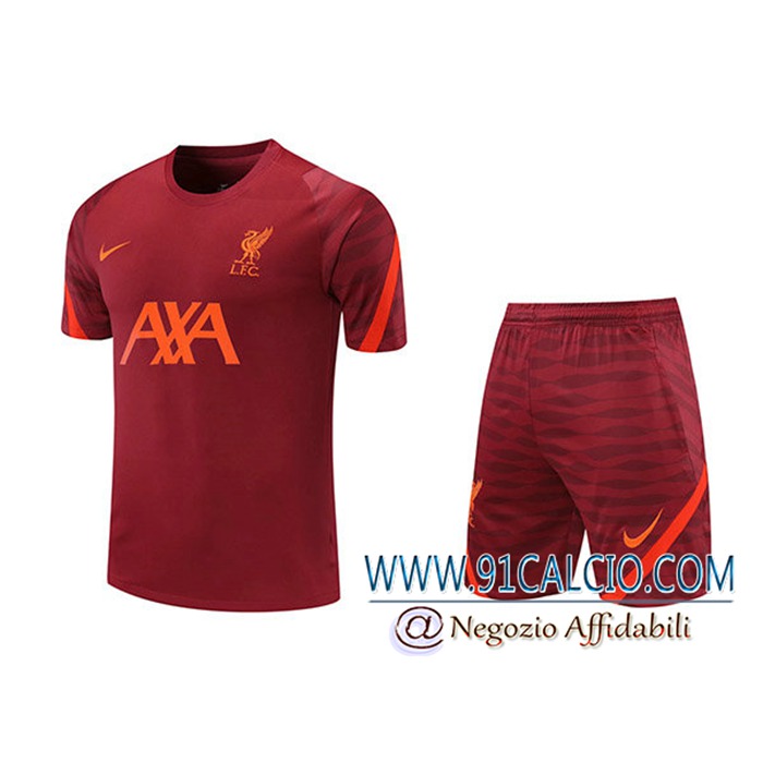 Kit Maglia Allenamento FC Liverpool + Pantaloncini Rosso 2021/2022