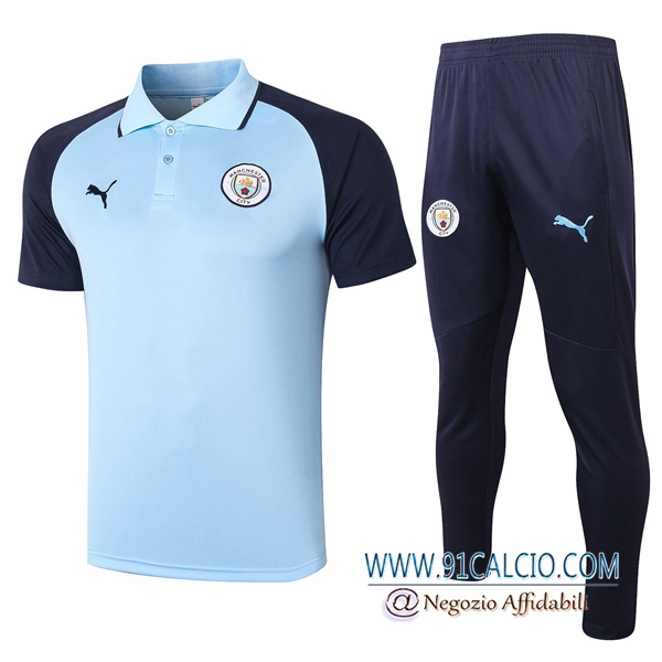 Kit Maglia Polo Manchester City Pantaloni Blu 2020 2021 | 91calcio