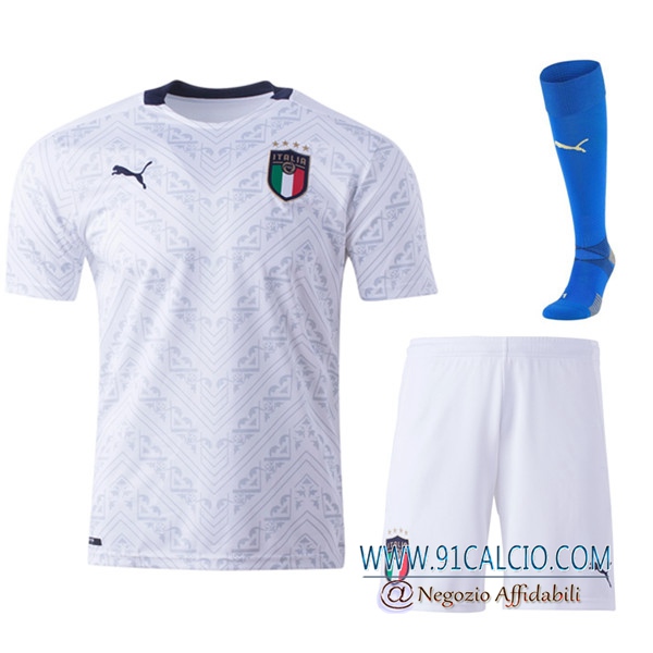Kit Maglie Calcio Italia Seconda (Pantaloncini+Calzettoni) UEFA Euro 2020