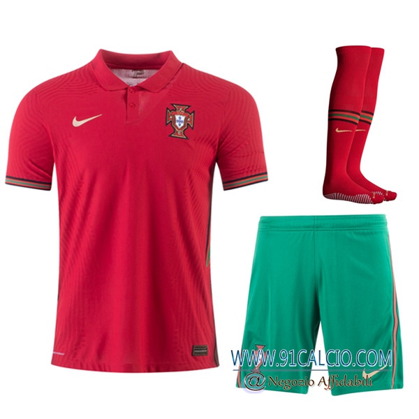 Kit Maglie Calcio Portogallo Prima (Pantaloncini+Calzettoni) UEFA Euro 2020