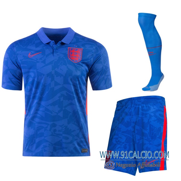 Kit Maglie Calcio Inghilterra Seconda (Pantaloncini+Calzettoni) UEFA Euro 2020
