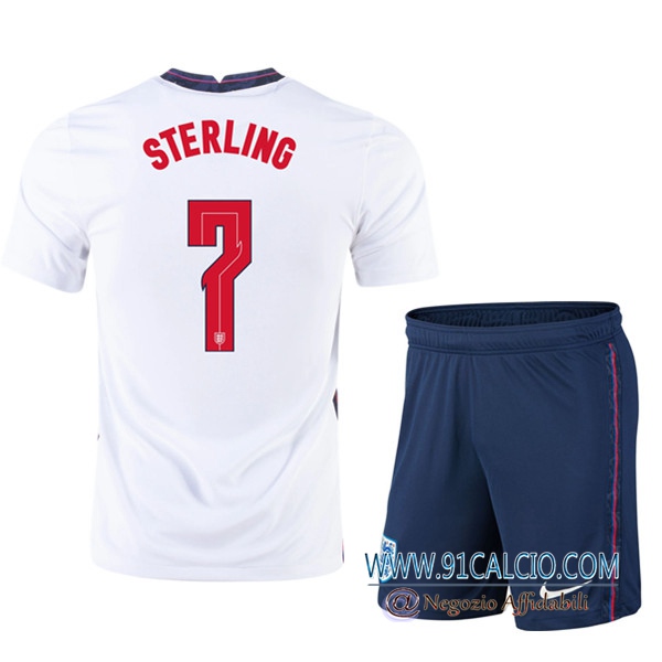 Maglie Calcio UEFA Euro 2020 Inghilterra (Sterling 7) Bambino Prima