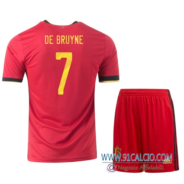 Maglie Calcio UEFA Euro 2020 Belgio (DE bruyne 7) Bambino Prima