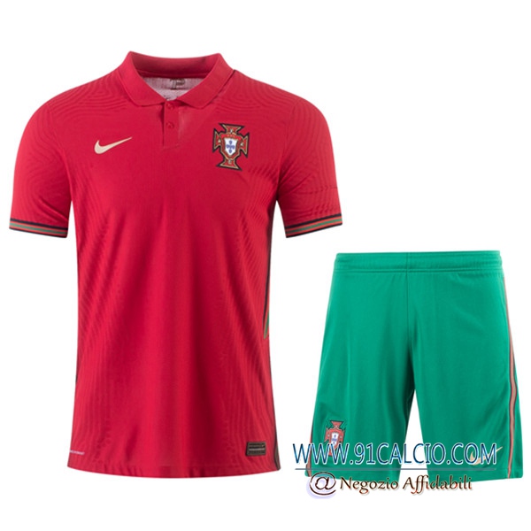 Kit Maglie Calcio Portogallo Prima + Pantaloncini UEFA Euro 2020