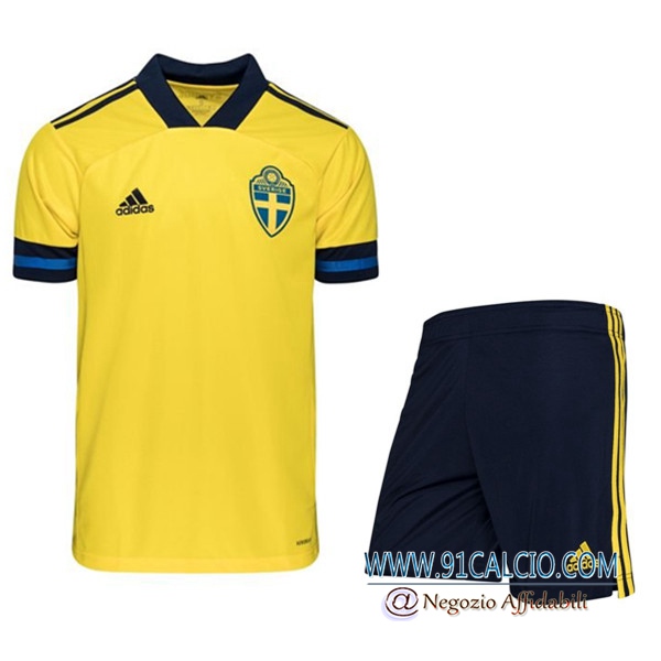 Kit Maglie Calcio Svezia Prima + Pantaloncini UEFA Euro 2020