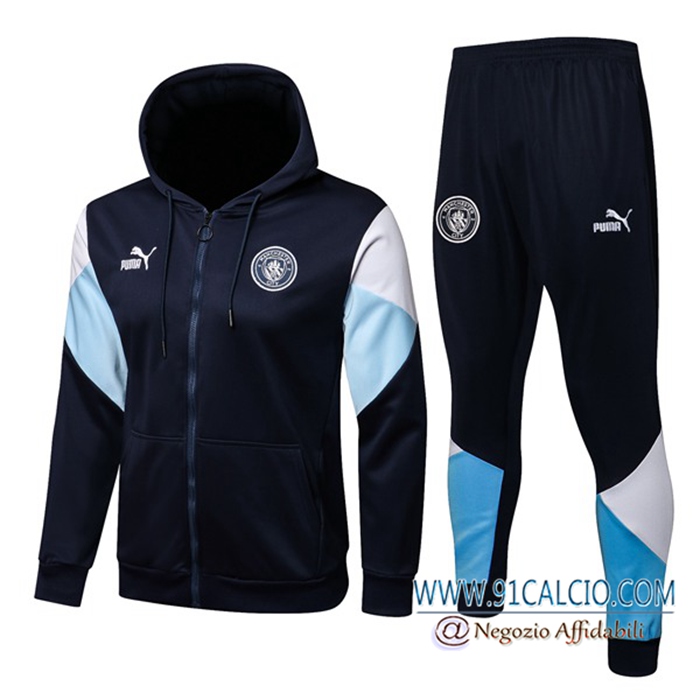 Giacca Con Cappuccio Tuta Manchester City Blu Navy/Blu/Bianca 2021/2022
