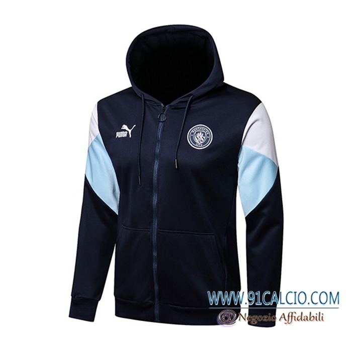 Giacca Con Cappuccio Manchester City Blu Navy/Blu/Bianca 2021/2022