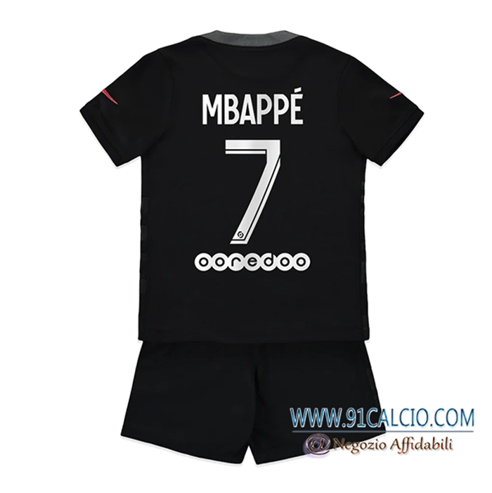 Maglie Calcio Jordan PSG (Mbappe 7) Bambino Terza 2021/2022