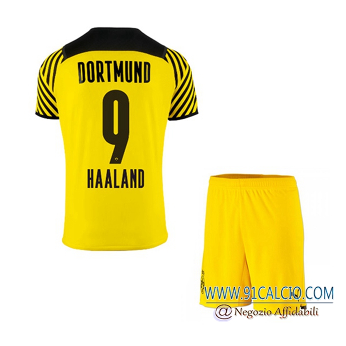 Maglie Calcio Dortmund BVB (Haaland 9) Bambino Prima 2021/2022