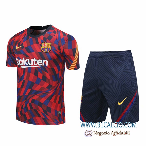 Kit Maglia Allenamento FC Barcellona + Pantaloncinis Rosso 2020 2021