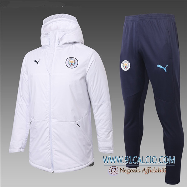 Piumino Calcio Manchester City Bianco + Pantaloni 2020 2021