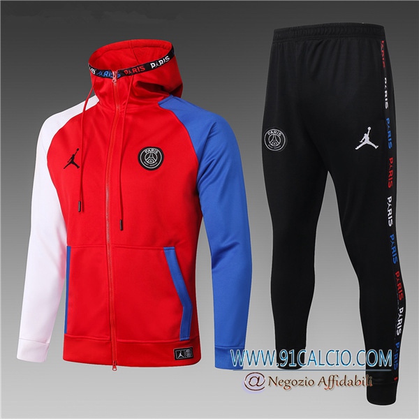 Tuta Allenamento PSG Jordan Bambino Rosso 2020 2021 | Giacca con Cappuccio + Pantaloni