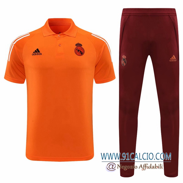 Kit Maglia Polo Real Madrid Pantaloni Arancione 2020/2021 | 91calcio