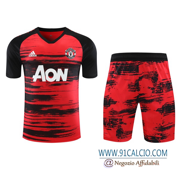 T Shirt Allenamento Manchester United Nero/Rosso 2020 2021 | 91calcio