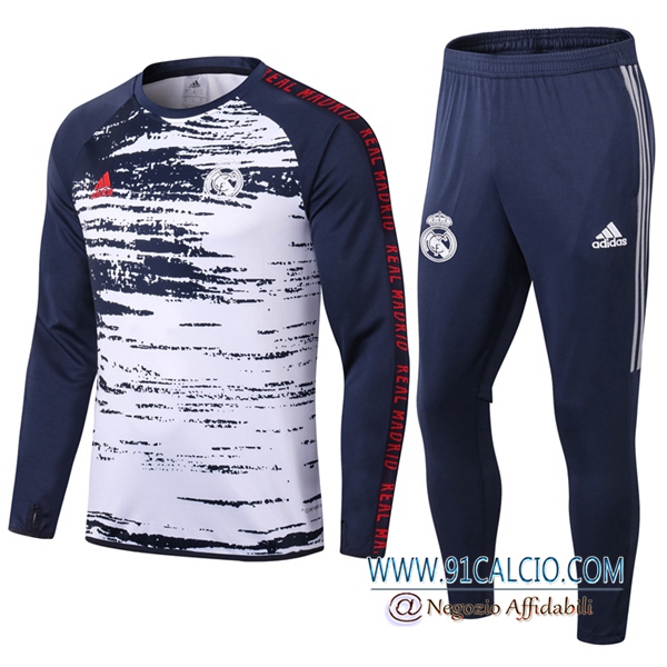 Tuta Allenamento Real Madrid Bambino Blu/Bianco 2020 2021 | Felpa + Pantaloni
