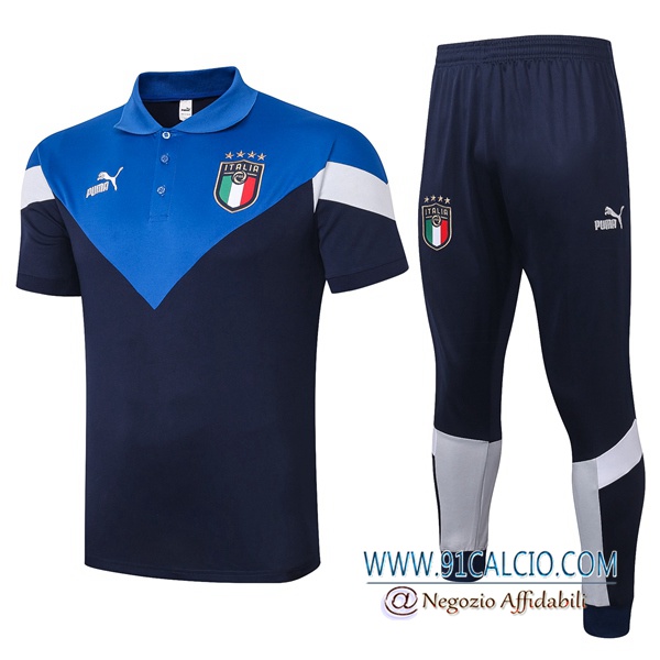 Kit Maglia Polo Italia + Pantaloni Blu 2020 2021