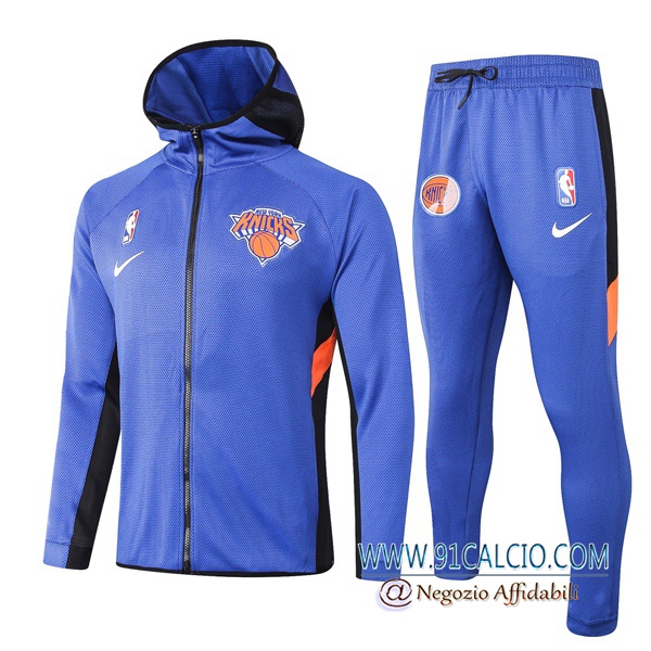 Tuta Allenamento New York Knicks Blu 2020 2021 Giacca con cappuccio + Pantaloni
