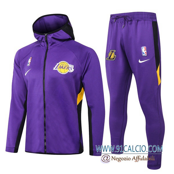 Tuta Allenamento Los Angeles Lakers Porpora 2020 2021 | Giacca con cappuccio + Pantaloni