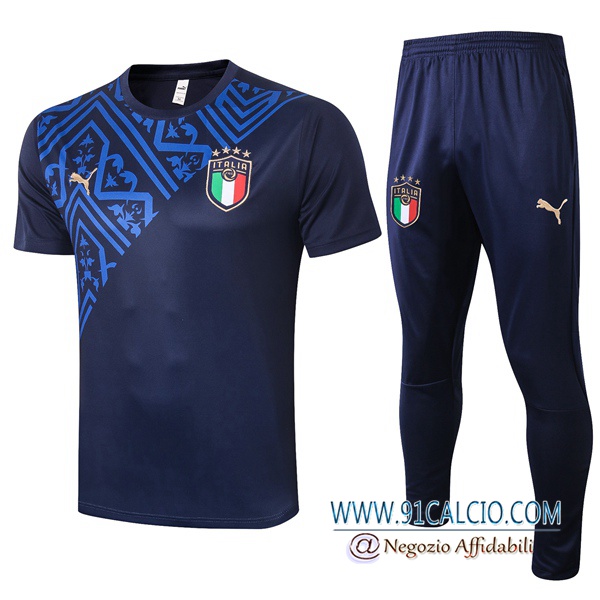 Kit Maglia Allenamento Italia + Pantaloni Blu Royal 2020 2021
