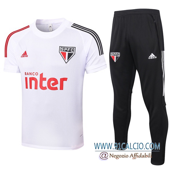 Kit Maglia Allenamento Sao Paulo FC + Pantaloni Bianco 2020 2021