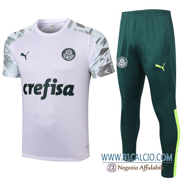 Kit Maglia Allenamento Palmeiras + Pantaloni Bianco 2020 2021