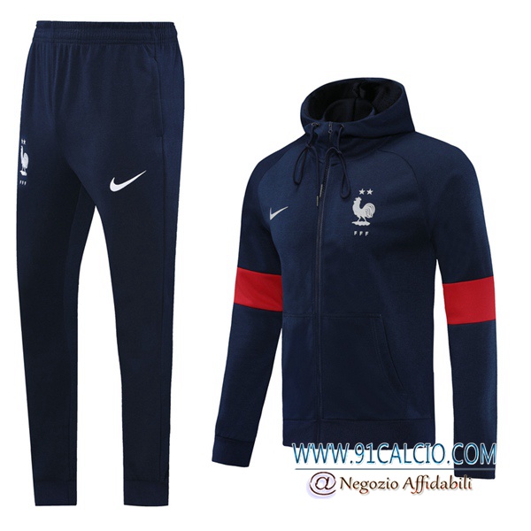 Tuta Allenamento Francia Blu Royal 2020 2021 | Giacca con cappuccio + Pantaloni