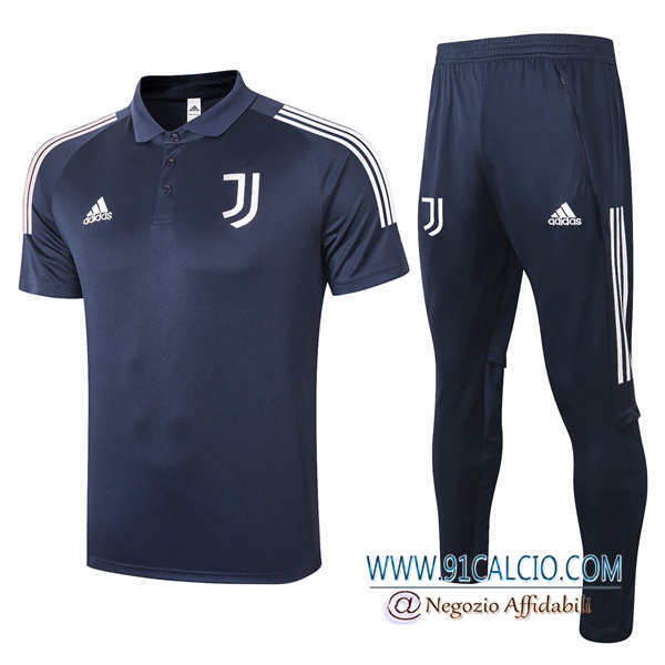 Kit Maglia Polo Juventus + Pantaloni Blu Royal 2020 2021