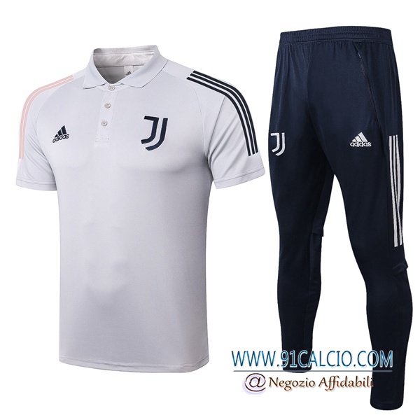 Kit Maglia Polo Juventus + Pantaloni Grigio Clair 2020 2021