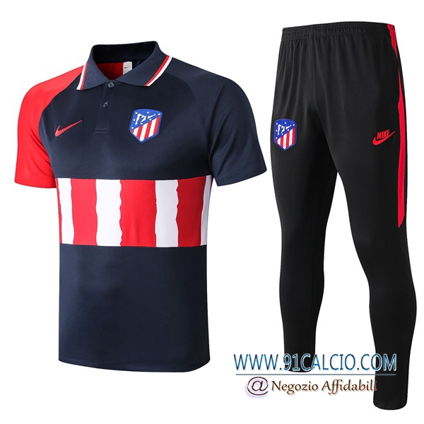 Kit Maglia Polo Atletico Madrid + Pantaloni Blu Royal 2020 2021