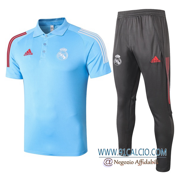 Kit Maglia Polo Real Madrid + Pantaloni Blu 2020 2021