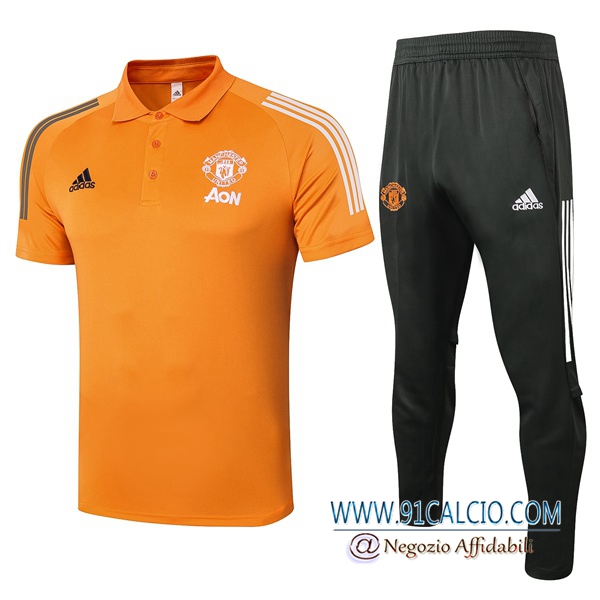 Kit Maglia Polo Manchester United + Pantaloni Arancione 2020 2021
