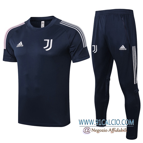 Kit Maglia Allenamento Juventus + Pantaloni Blu Royal 2020 2021