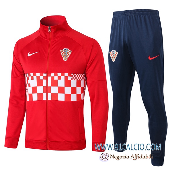 Tuta Allenamento Croazia Rosso 2020 2021 Giacca + Pantaloni