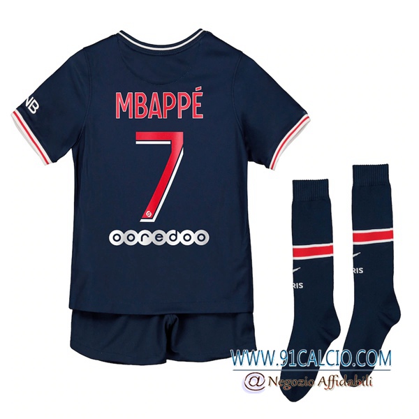 Maglie Calcio PSG (Mbappe 7) Bambino Prima 2020 2021
