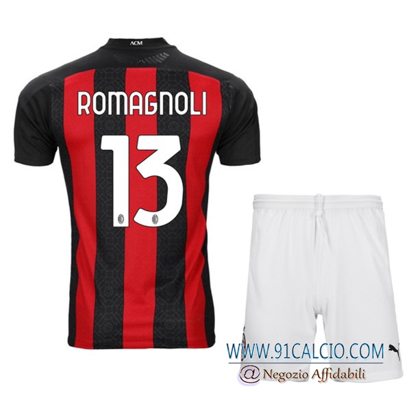 Maglia Calcio Milan AC (ROMAGNOLI 13) Bambino Prima 2020 2021 ...